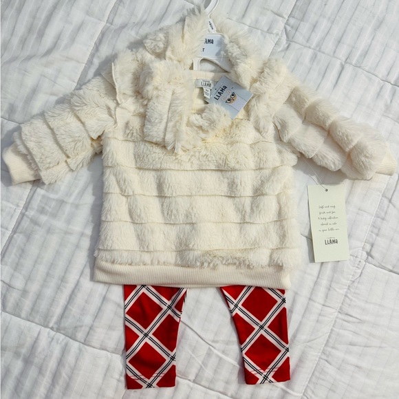 Laughing Llama Faux Fur 3pc Outfit - Size: 3 Months - Picture 2 of 5